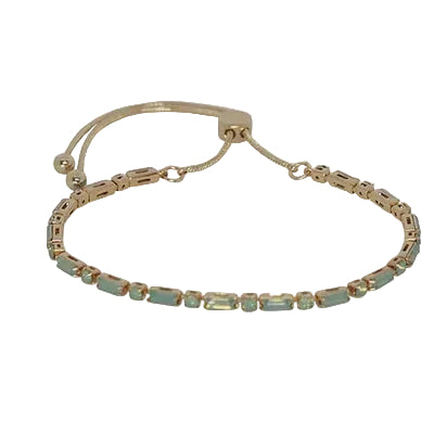 Rect & Rnd Crystal Slider Braclelet Gold/PAC Opal Bracelets and Bangles Fabienne