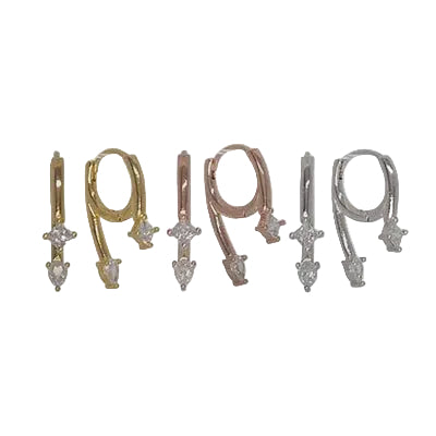 Double Cubic Huggie Earrings Pack Earrings Fabienne