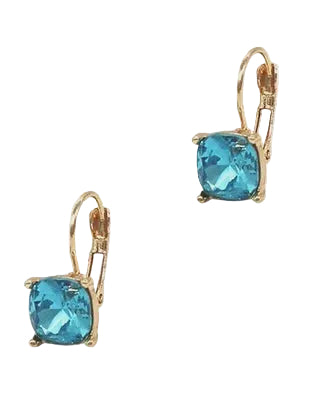 Classic Square Fw Earrings Gold/Aquamarine Earrings Fabienne