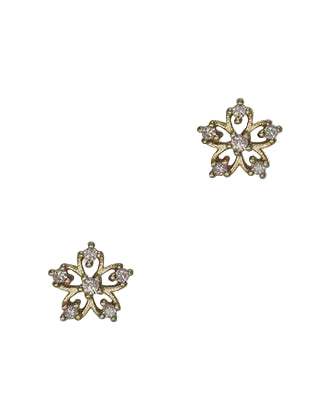 Cubic 5 Petal Flower Stud Earrings Gold/Clear Earrings Fabienne