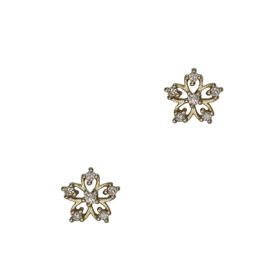 Cubic 5 Petal Flower Stud Earrings Gold/Clear Earrings Fabienne