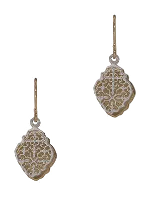 Two Tone Filigree Diamond Fh Earring Gold/Silver Earrings Fabienne