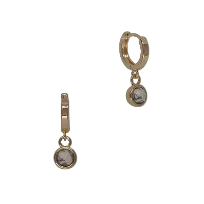 Sp Stone Drop Huggie Earrings Gold/Howlite Earrings Fabienne