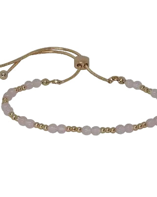 Sp Stone & Metal Bead Slider Braclelet Gold/Light Pink Bracelets and Bangles Fabienne