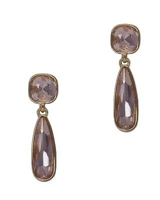 Two Pce Squ & T/Crop Cz Post Earrings Gold/Pink Earrings Fabienne