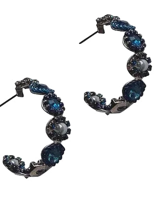 Deco Hoop Earrings Blue Earrings Fabienne