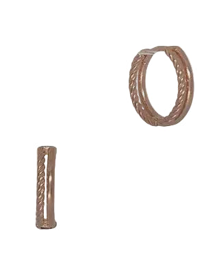 Rope Pattern and Dbl LINE Huggie Earrings Rose Gold Earrings Fabienne