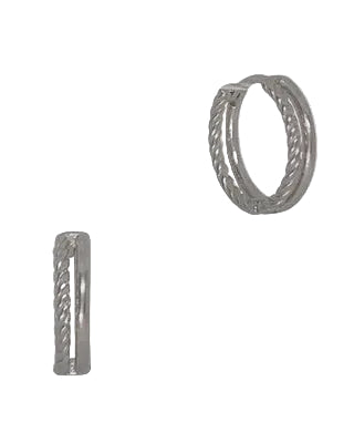 Rope Pattern and Dbl LINE Huggie Earrings Silver Earrings Fabienne