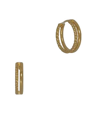 Rope Pattern and Dbl LINE Huggie Earrings Gold Earrings Fabienne