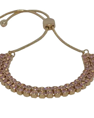 Double LINE Rnd Cz Slider Braclelet Gold/Pink Bracelets and Bangles Fabienne