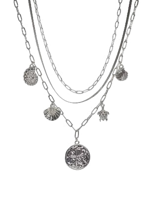 Seaside Charm Layer Necklace Silver Necklaces Fabienne