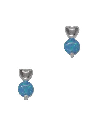 Heart & Opal Drop Post Earrings Silver/Blue Earrings Fabienne