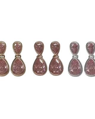 Double Teardrop Post Earrings Pink Earrings Fabienne