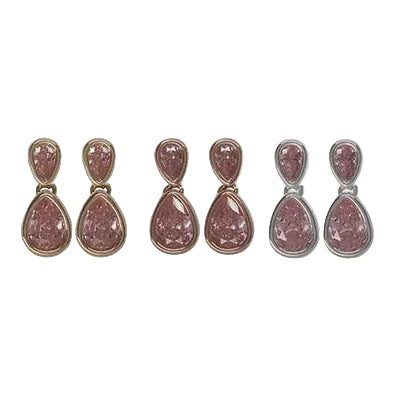 Double Teardrop Post Earrings Pink Earrings Fabienne