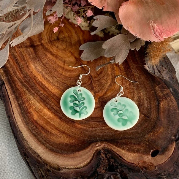 Bride Porcelain Earrings Green Earrings Wolf and Clay