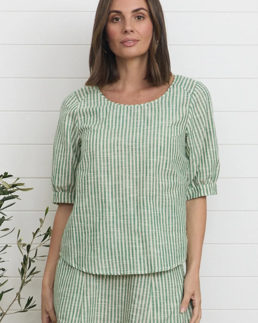 Gigi Top Green Stripe - Global Free Style