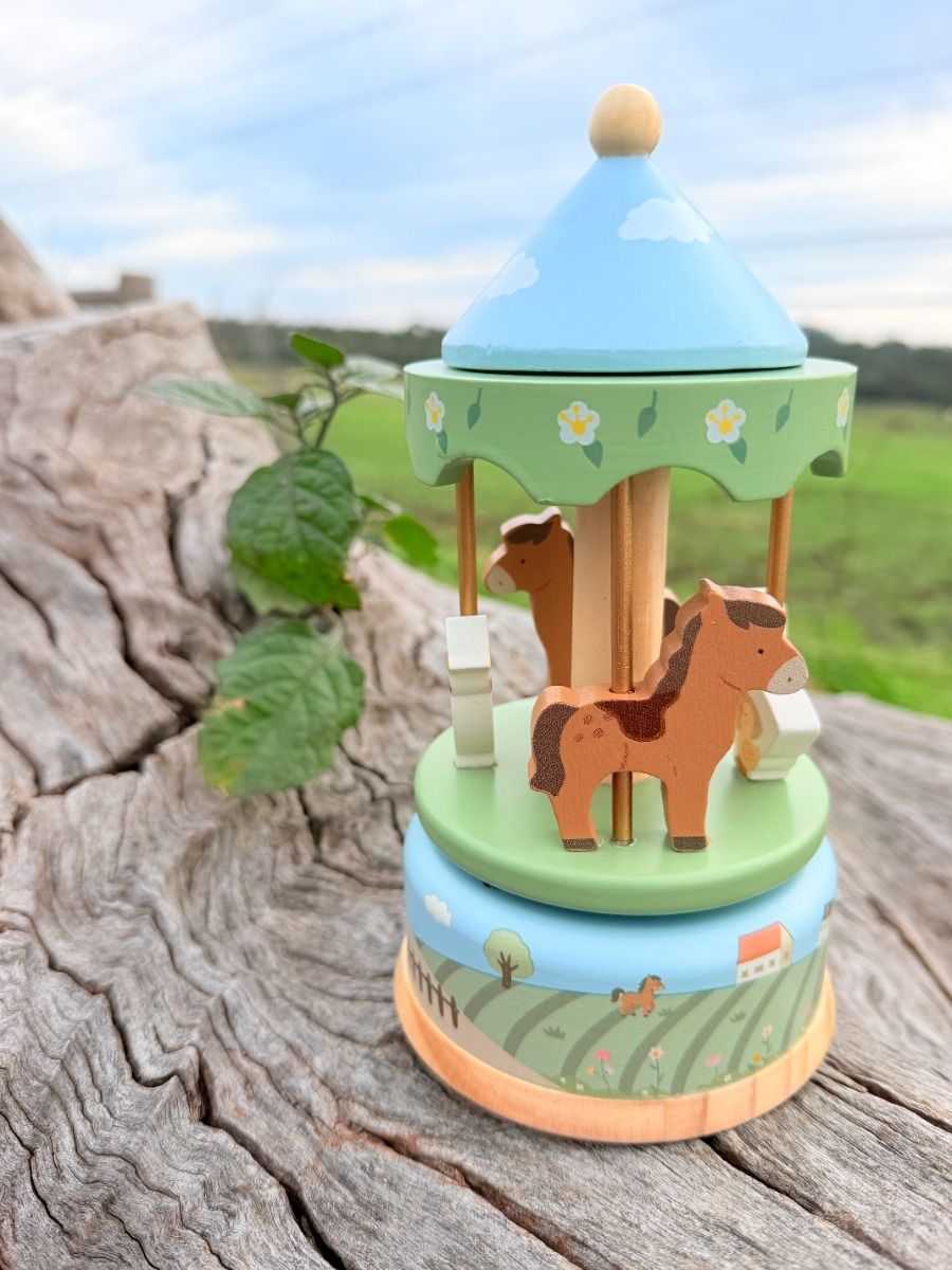 Onya Kids Wooden Farm Carousel Music Box Gifts and Accessories ToysLink