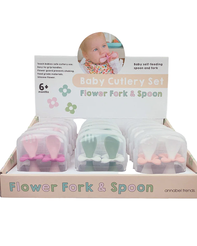 Flower Fork & Spoon Set Gifts and Accessories Annabel Trends White