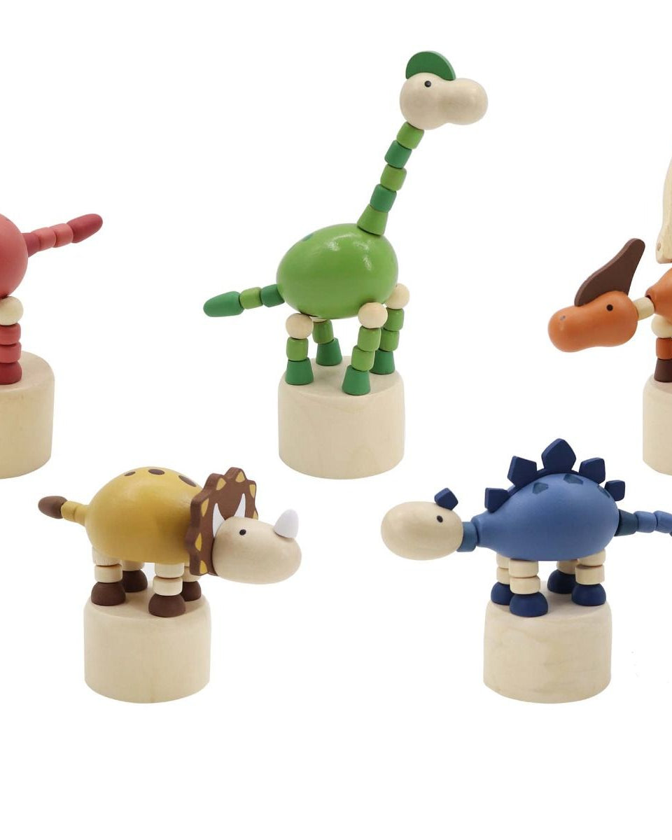 Wooden Dinosaur Press Toy Gifts and Accessories ToysLink Green