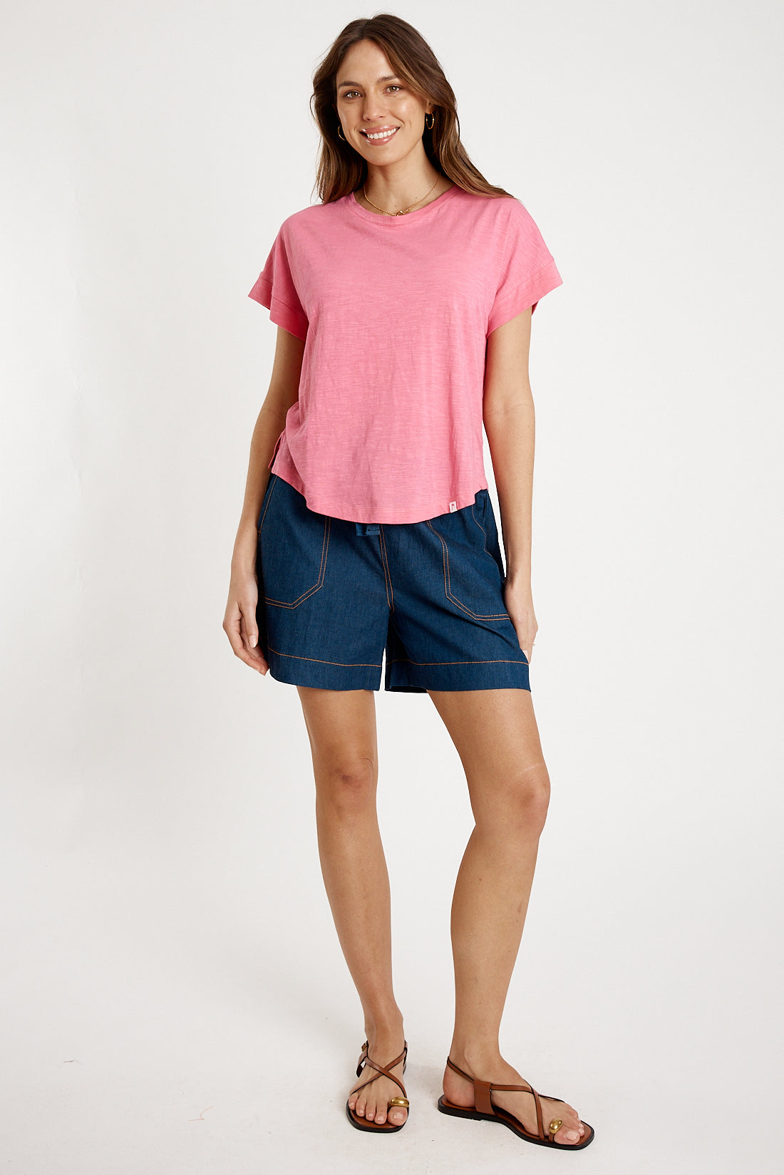 T-shirt Plain Round Neck Carnation - Global Free Style