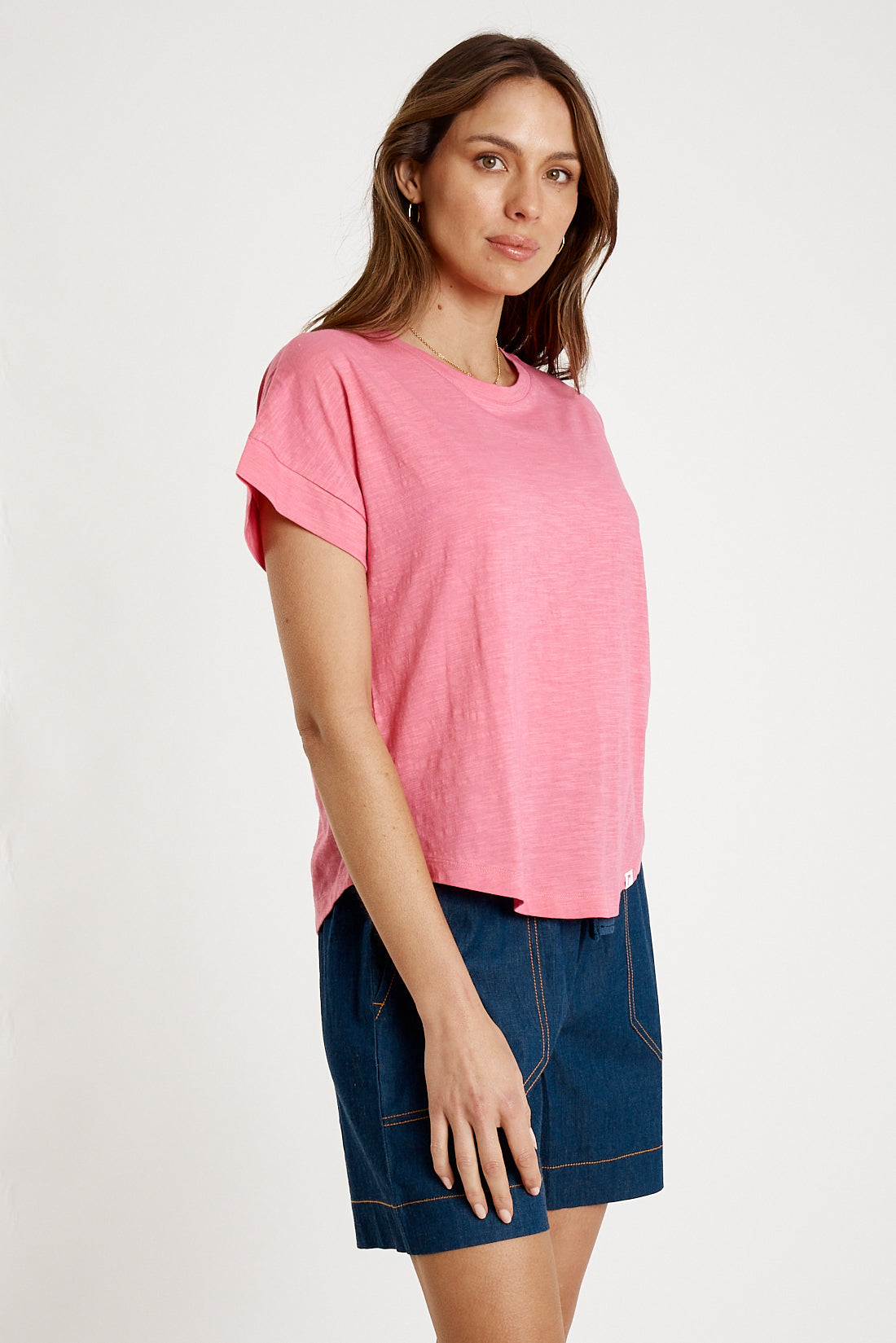 T-shirt Plain Round Neck Carnation - Global Free Style