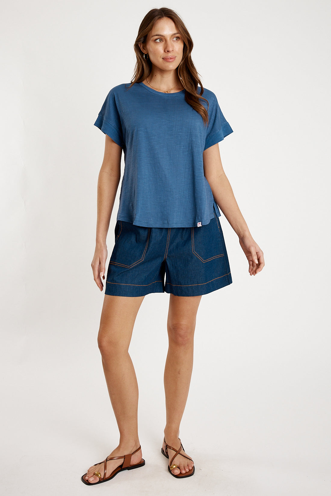 T-shirt Plain Round Neck Navy - Global Free Style