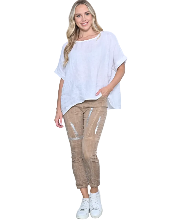 Silver Brush Crinkle Pant Camel Bottoms Cali & Co S