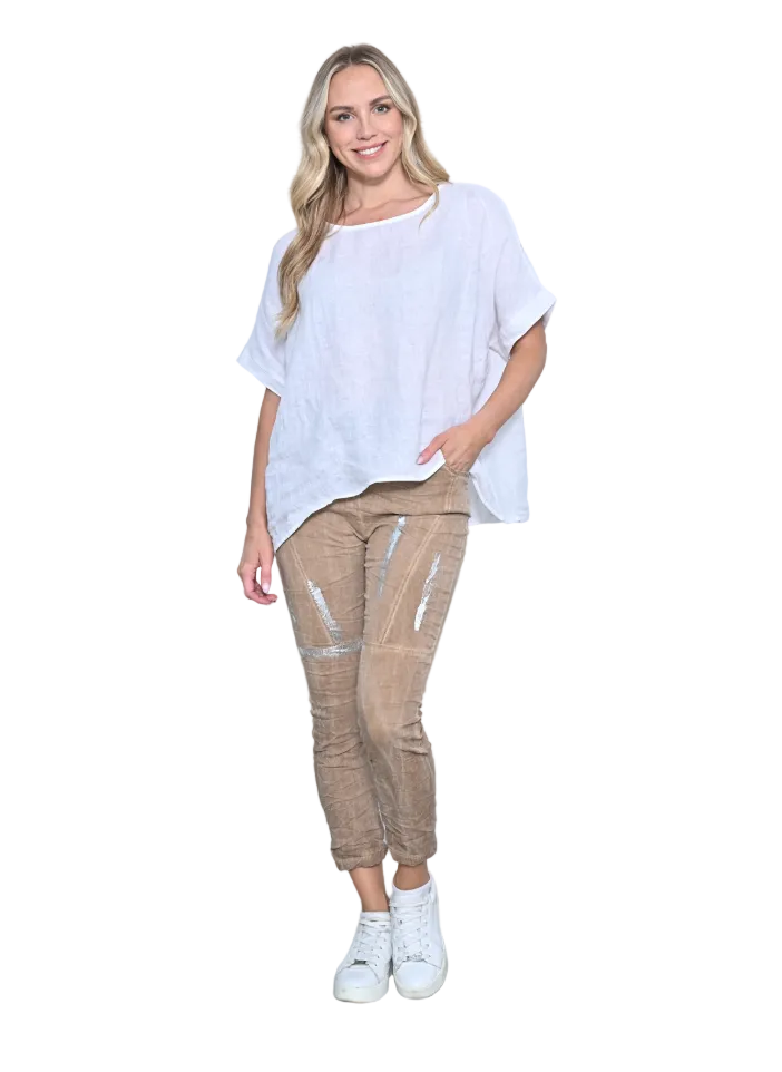 Silver Brush Crinkle Pant Camel Bottoms Cali & Co S