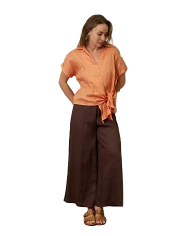 Baker Linen Shirt Papaya Tops Valeria Label M(10)