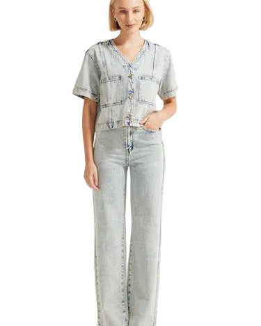 Wide Leg Denim Jeans Bottoms Valeria Label S(8)