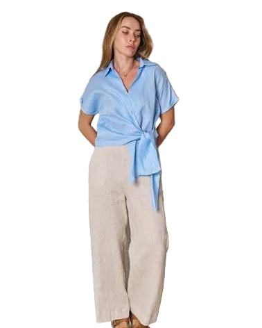 Baker Linen Shirt Light Blue Tops Valeria Label S(8)