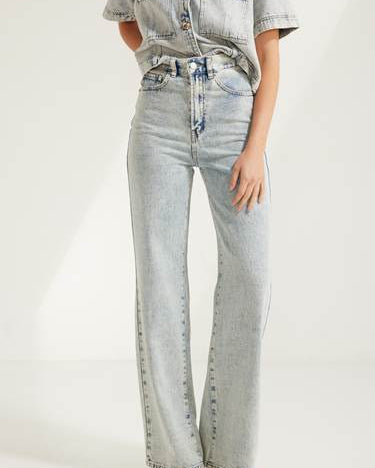 Wide Leg Denim Jeans Bottoms Valeria Label