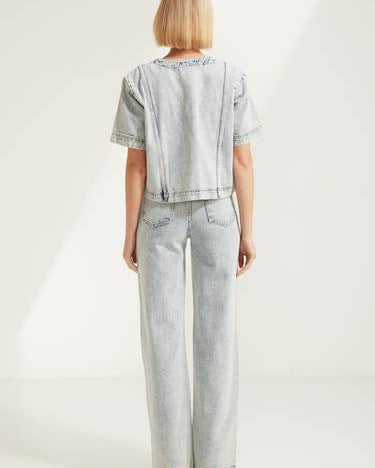 Wide Leg Denim Jeans Bottoms Valeria Label