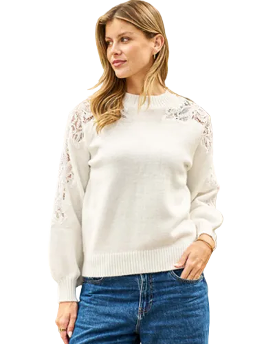 Reuben Sweater White Tops Boho S/M