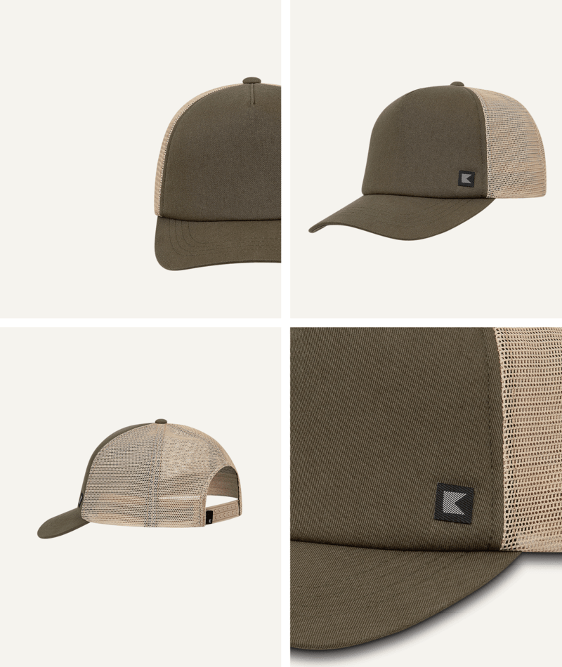 Crescent Mens Trucker Cap Olive Hats & Millinery Kooringal