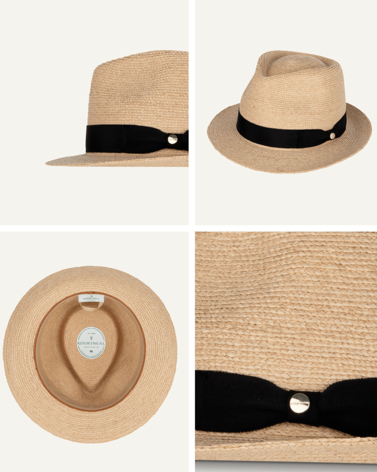 Palm Beach Womens Fedora Natural/Black Hats & Millinery Kooringal