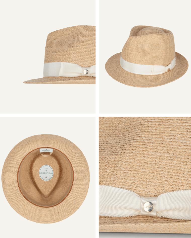 Palm Beach Womens Fedora Natural/Ivory Hats & Millinery Kooringal