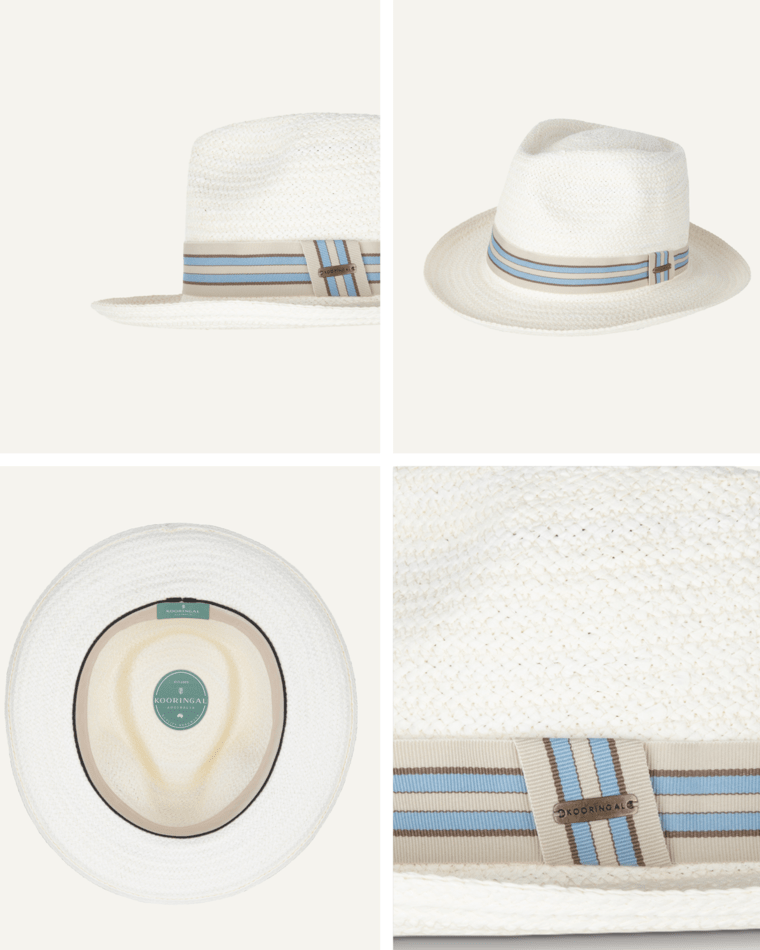 Hervey Bay Mens Fedora White Mens Hats Kooringal