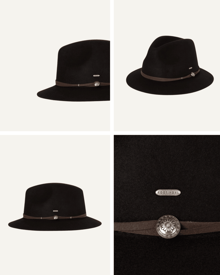 Matilda Womens Mid Brim Black Hats & Millinery Kooringal