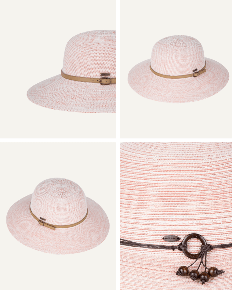 Leslie Womens Wide Brim Peach Hats & Millinery Kooringal