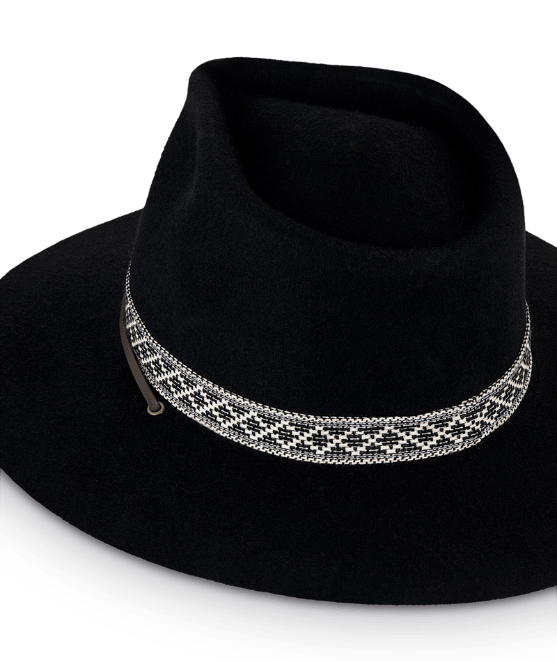 Womens Wide Brim Phoenix Black Hats & Millinery Kooringal