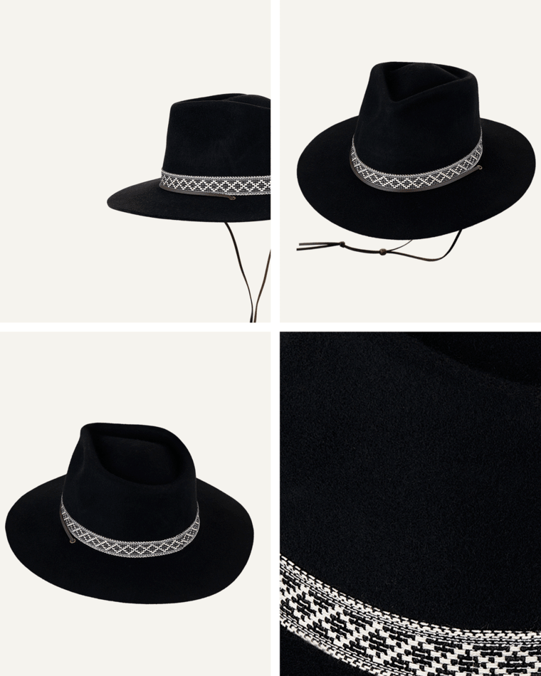 Womens Wide Brim Phoenix Black Hats & Millinery Kooringal
