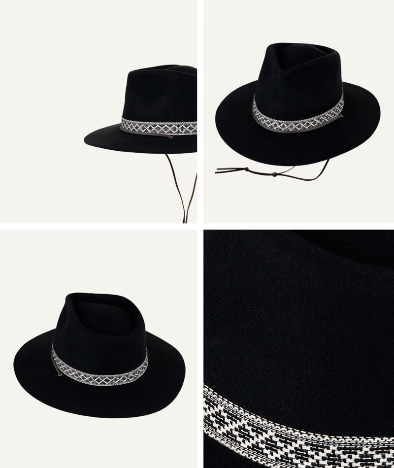 Womens Wide Brim Phoenix Black Hats & Millinery Kooringal
