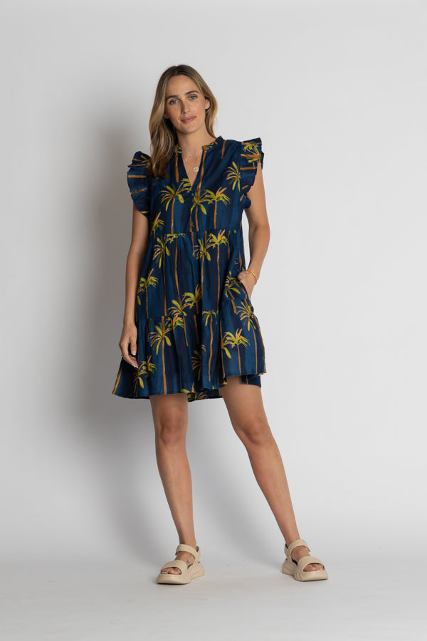 Badira Ruffle Dress Navy Dresses Lula Life