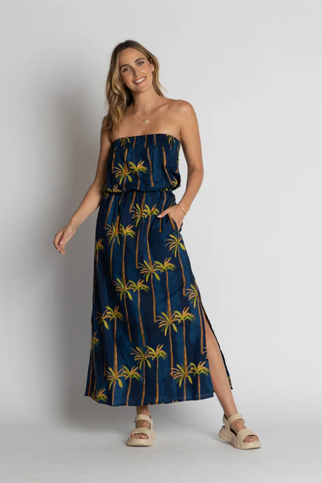 Badira Strapless Dress Navy Dresses Lula Life