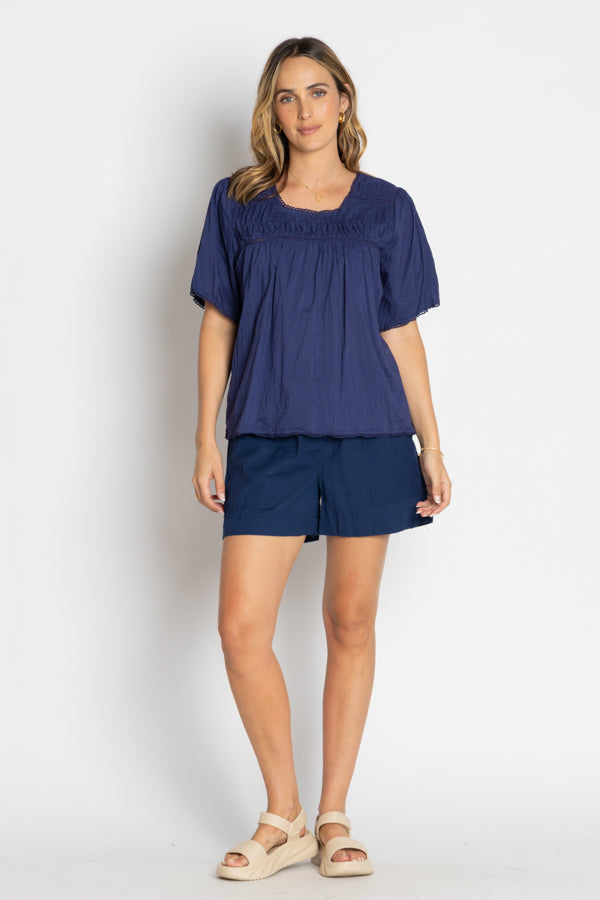 Celeste Cropped Top Navy Tops Lula Life