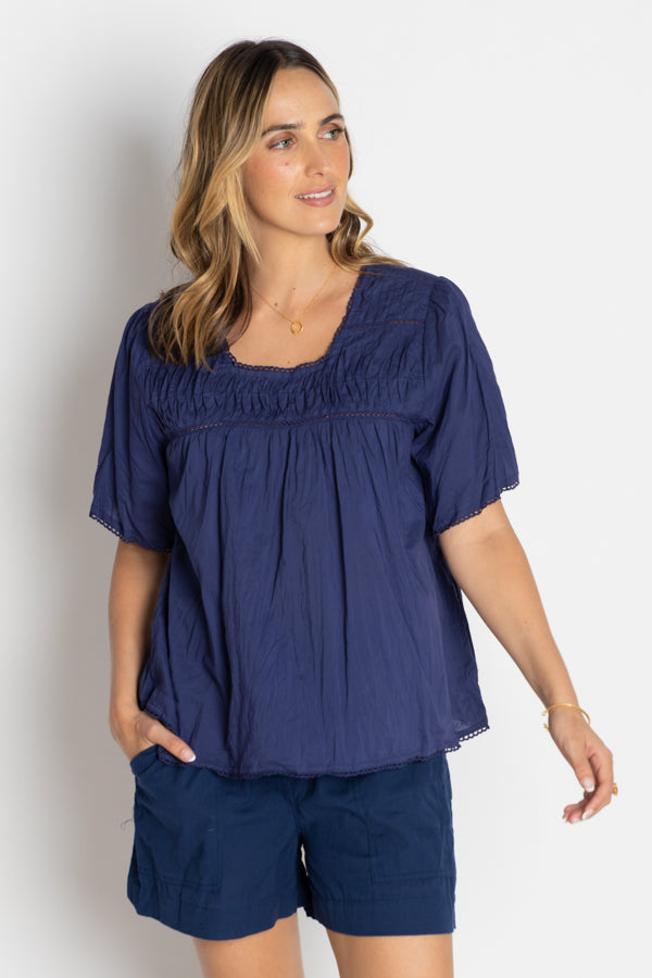 Celeste Cropped Top Navy Tops Lula Life