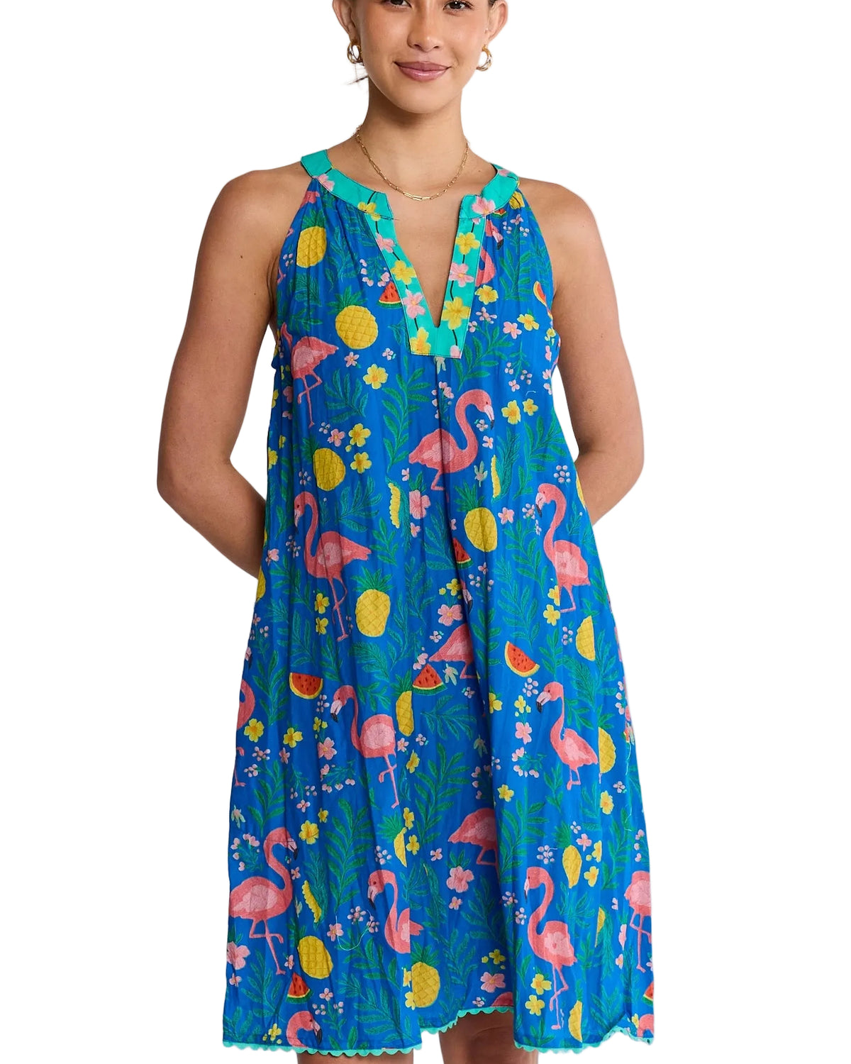 Flamingo Sun Dress Azure Dresses Lula Life XS(36)