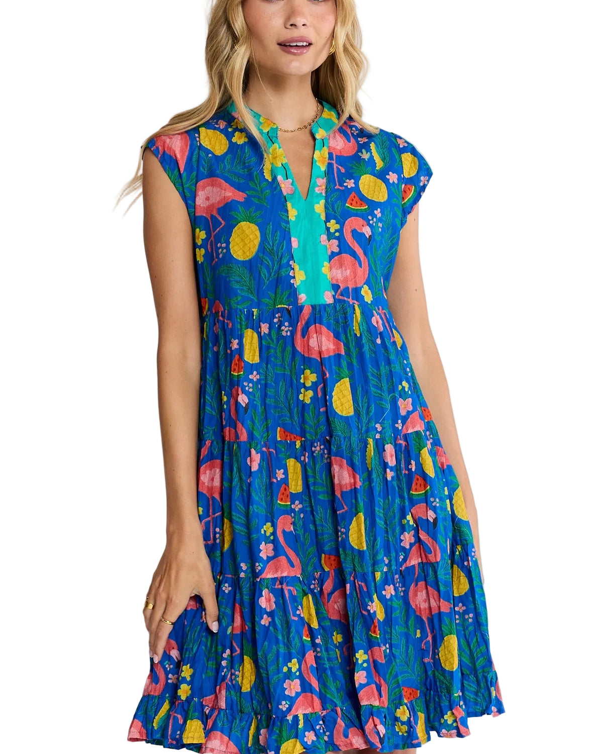 Flamingo Tier Dress Azure Dresses Lula Life XS(36)