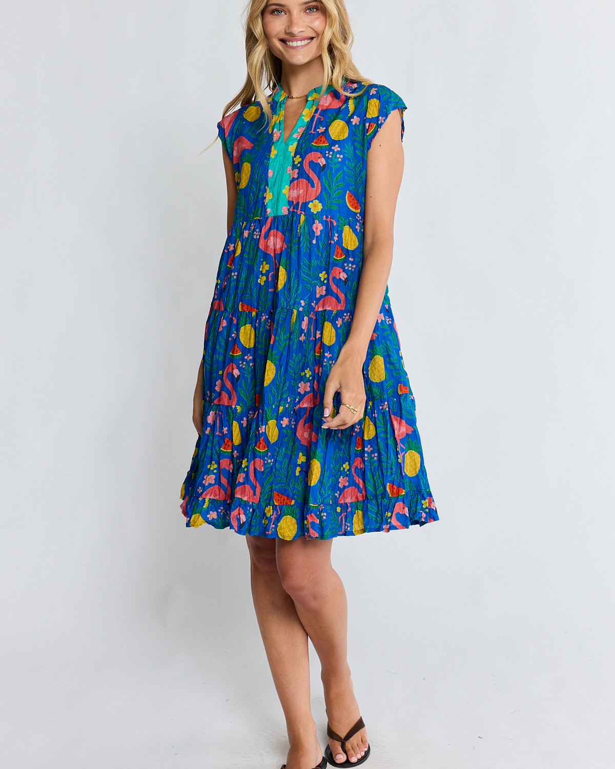 Flamingo Tier Dress Azure Dresses Lula Life